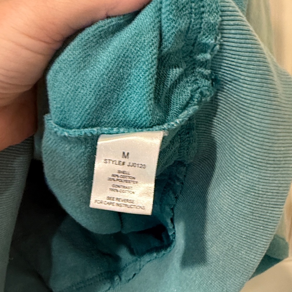 Oli & Hali teal distressed zip up hoodie, medium - Picture 6 of 7